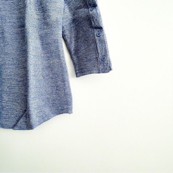 Talbots Petite Knit Sweater Blue White Variegated Button Details Women's S - Picture 3 of 10